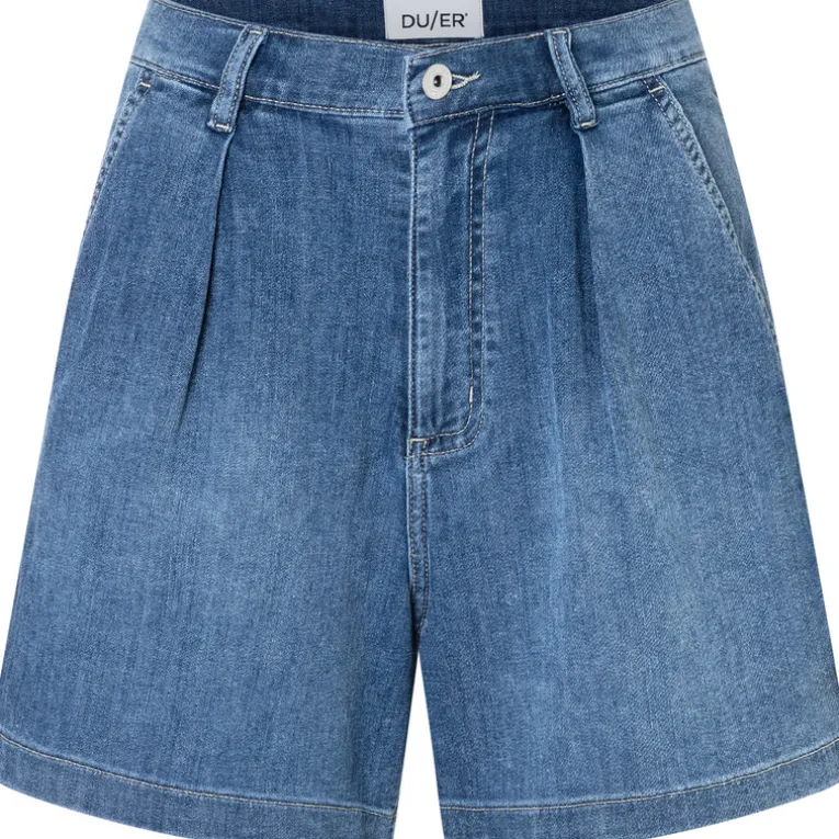 Damen Performance Denim Lite Pleated Shorts