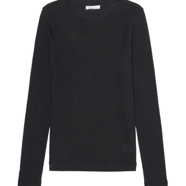 Damen Rib Scoop Neck Longsleeve