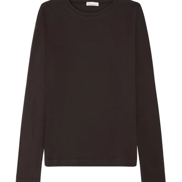 Damen Rib Scoop Neck Longsleeve