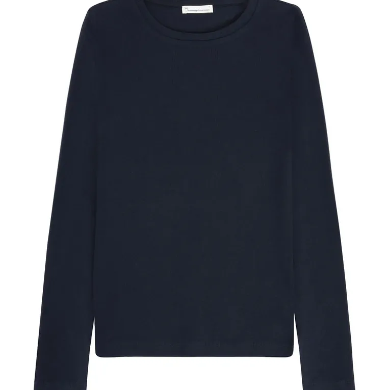 Damen Rib Scoop Neck Longsleeve