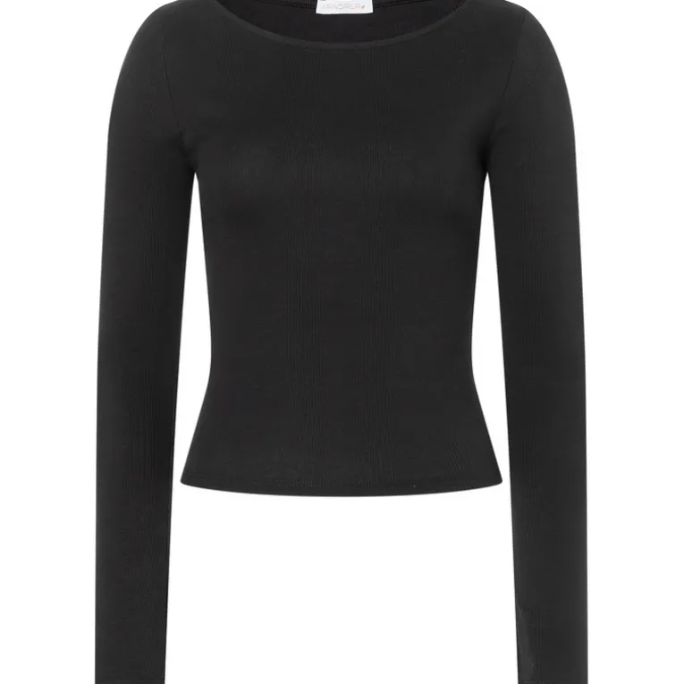 Damen Ribbed Boat Neckline Longsleeve